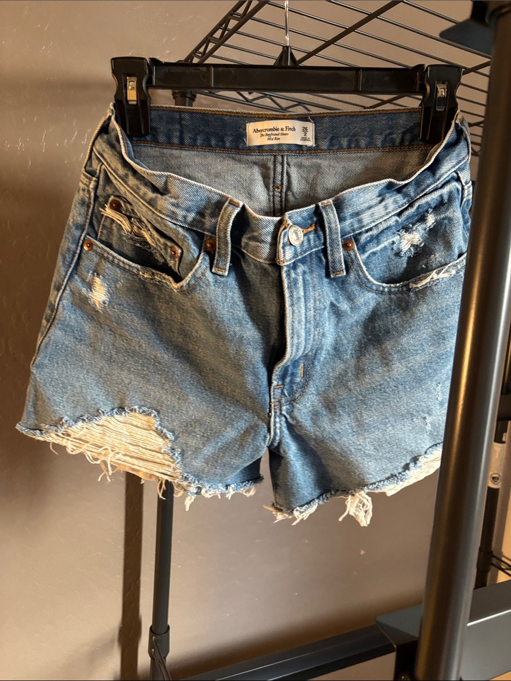 Abercrombie & Fitch Distressed Light Blue Denim Cutoff Shorts